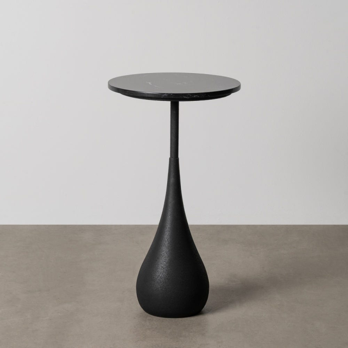 Măsuță laterală rotundă cu bază sculpturală și blat de marmură – imagine principală [1]