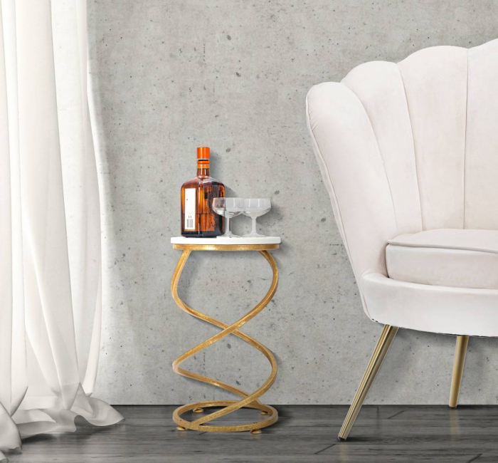 Masuta aurie cu blat marmura alba Spiral | creativdeco.ro [2]