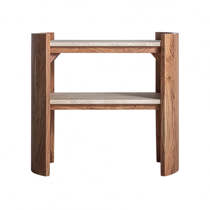 Măsuță două niveluri travertin și acacia cu design italian. [1]