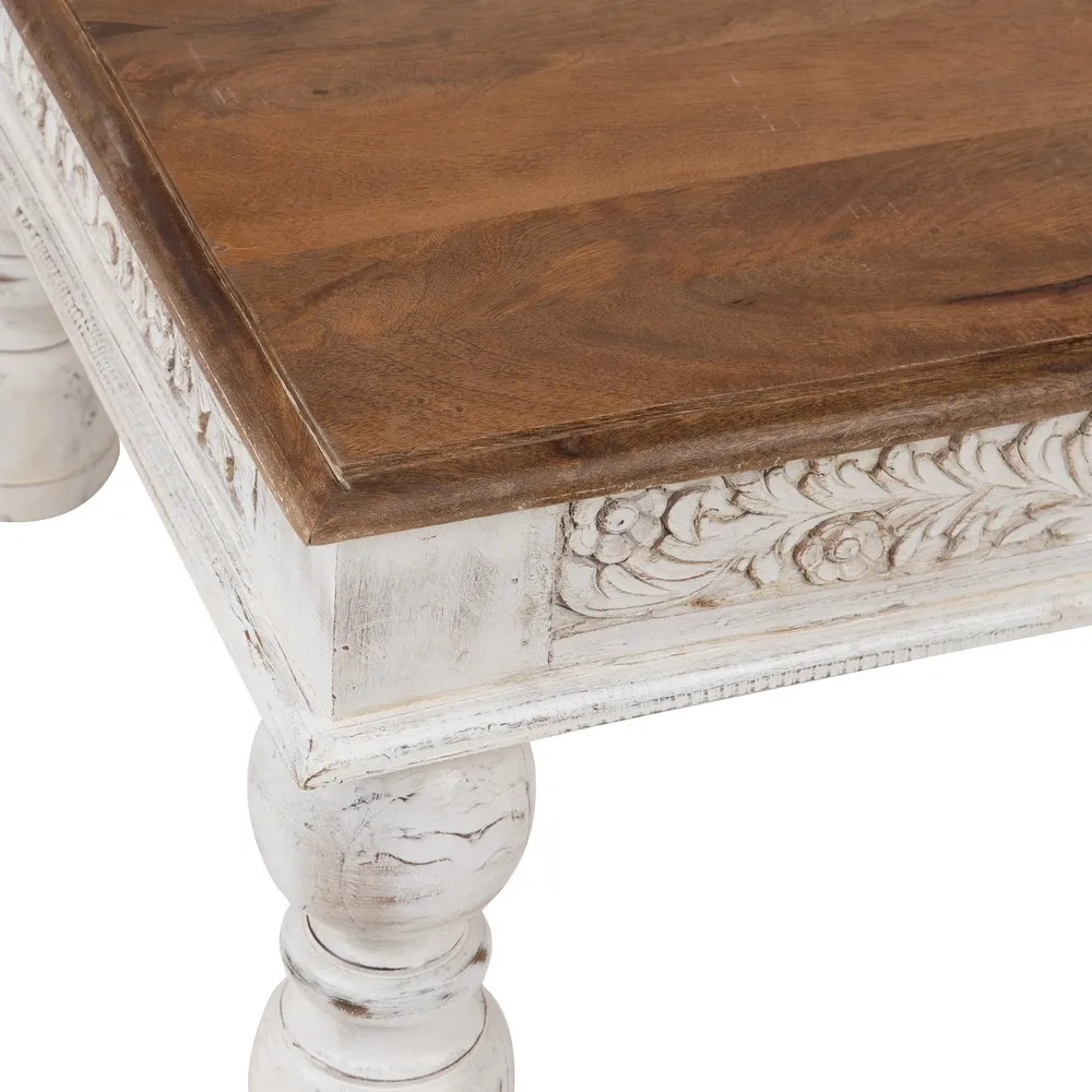 Masuta Living Clasic, Lemn Mango Alb-Natural - CreativDeco.ro [4]
