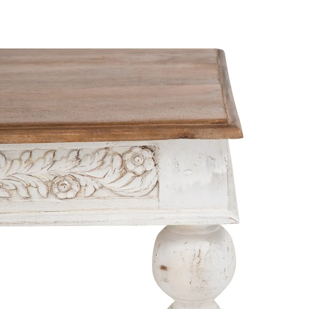 Masuta Living Clasic, Lemn Mango Alb-Natural - CreativDeco.ro [9]