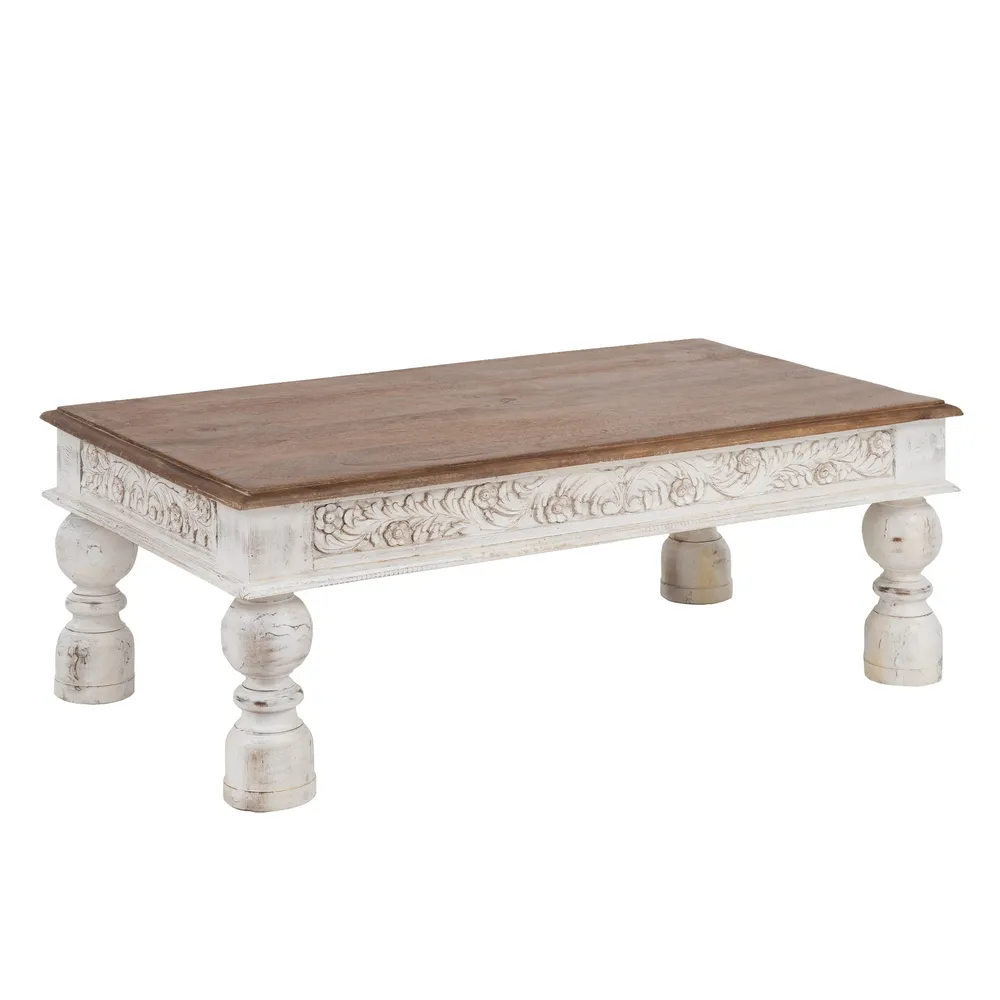 Masuta Living Clasic, Lemn Mango Alb-Natural - CreativDeco.ro [1]