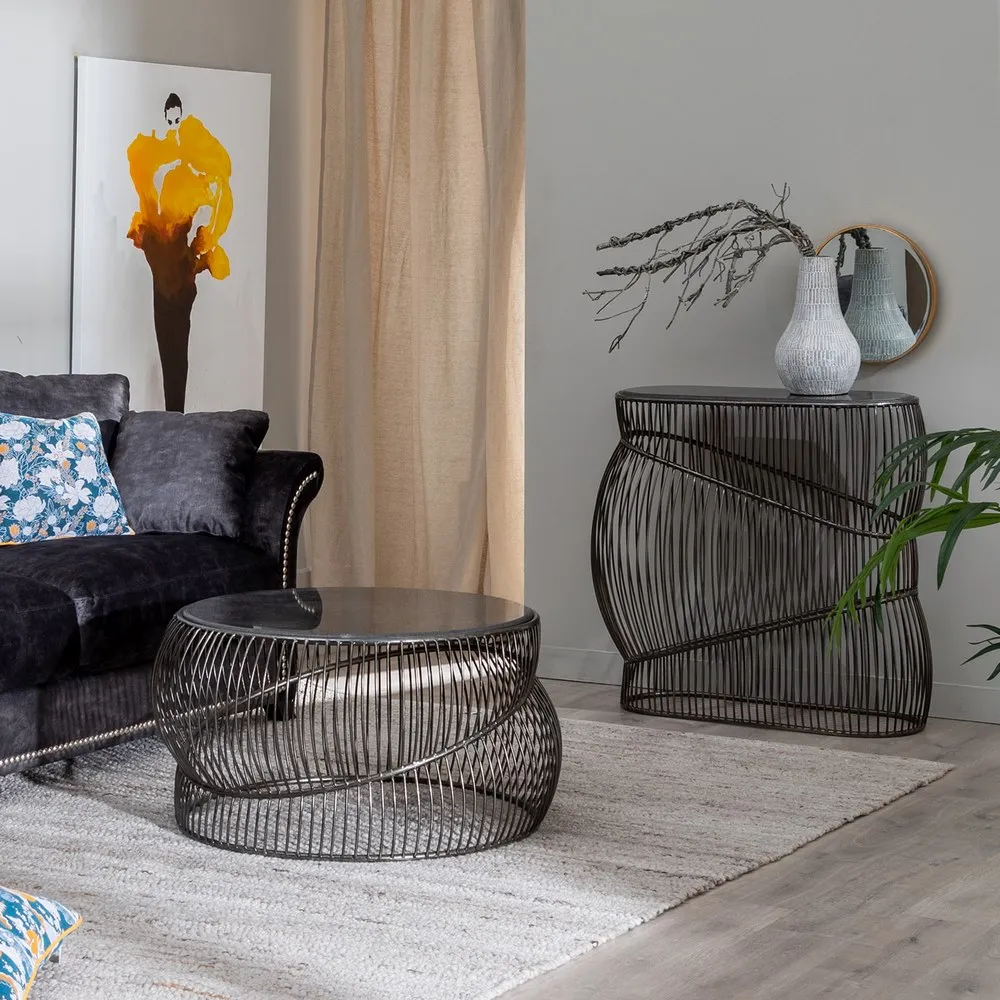 Masuta Living Original, Marmura Neagra, Metal Argintiu - creativdeco.ro [3]