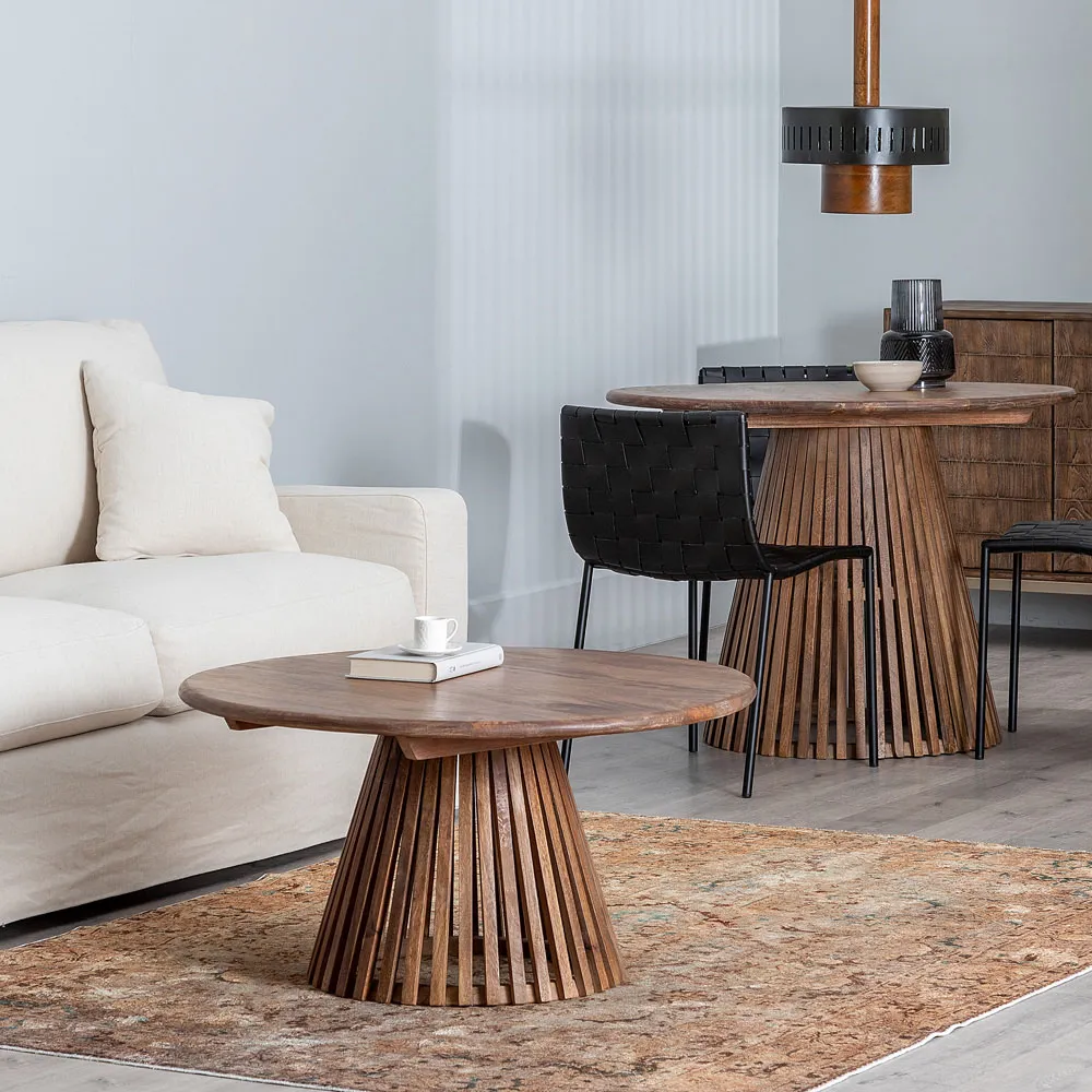 Masuta living rotunda lemn de mango maro - CreativDeco.ro [3]