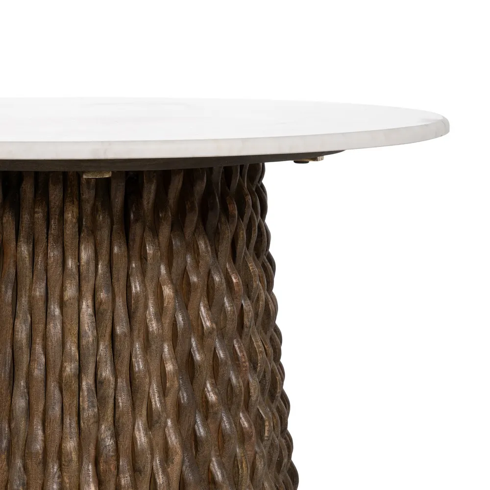 Masuta living rotunda marmura alba, lemn de mango - CreativDeco.ro [4]