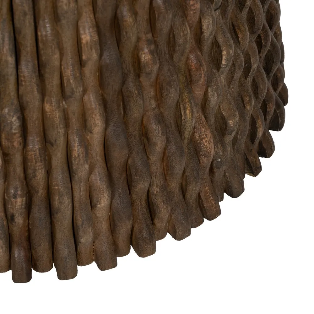Masuta living rotunda marmura alba, lemn de mango - CreativDeco.ro [6]