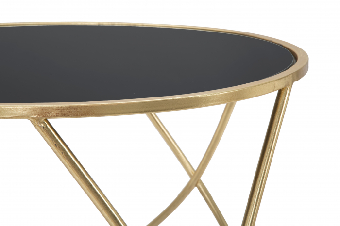 Masuta rotunda aurie cu blat negru Ring [4]