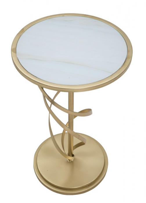 Masuta rotunda glamour cu blat sticla CreativDeco [3]
