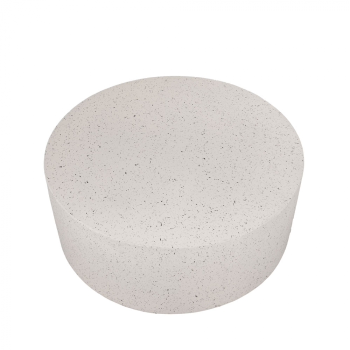 Măsuță rotundă Wheel – imagine laterală cu suprafață albă și structură cilindrică [2]