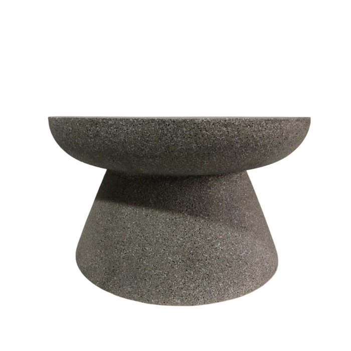 Măsuță rotundă de cafea din MgO gri cu textură minerală [2]