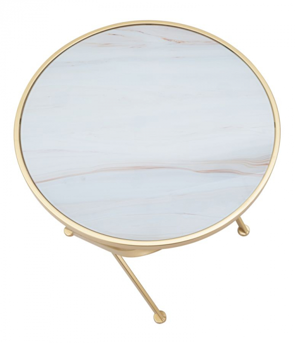 Masuta rotunda Glam cu blat de sticla marmorata CreativDeco [4]