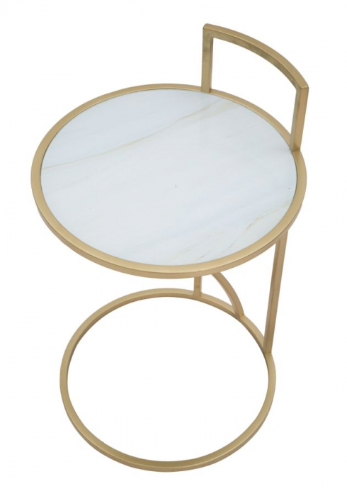 Masuta rotunda pentru spatii mici cu blat marmorat CreativDeco [4]