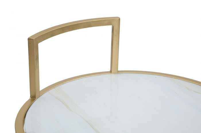 Masuta rotunda pentru spatii mici cu blat marmorat CreativDeco [6]