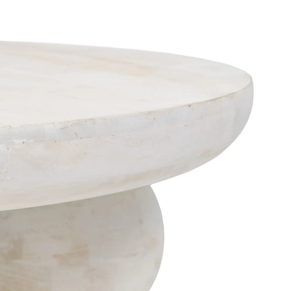 Masuta rotunda sufragerie Madera, lemn mango, alb invechit [5]