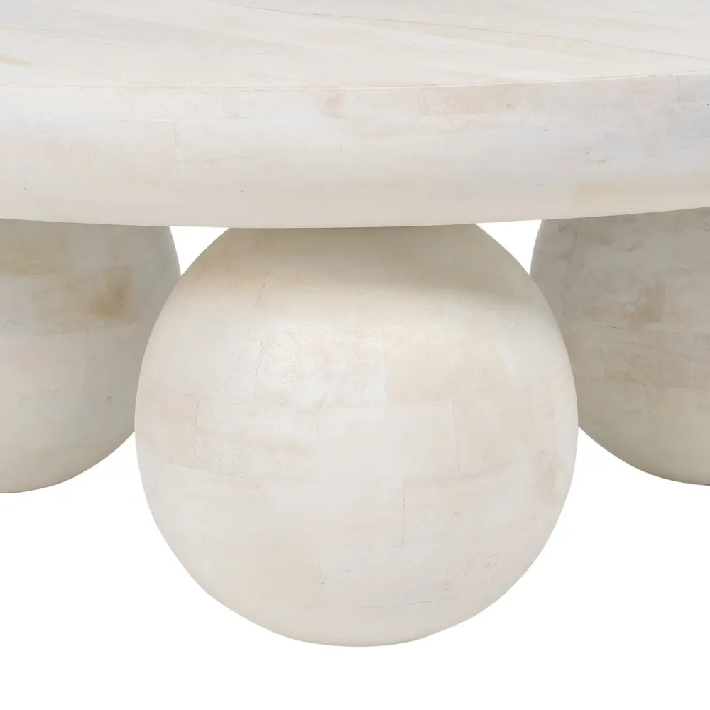 Masuta rotunda sufragerie Madera, lemn mango, alb invechit [4]