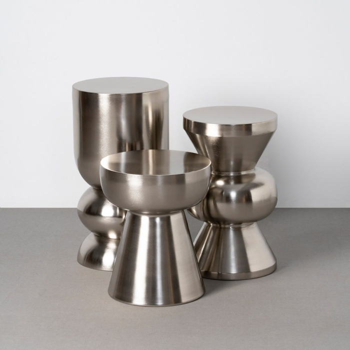 Măsuță sculpturală oțel din metal geometrică [2]