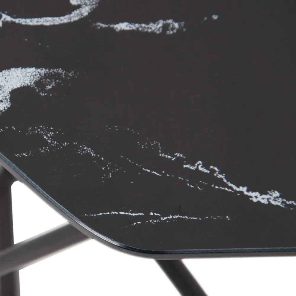 Masuta sufragerie Hexagon, negru, metal sticla [10]