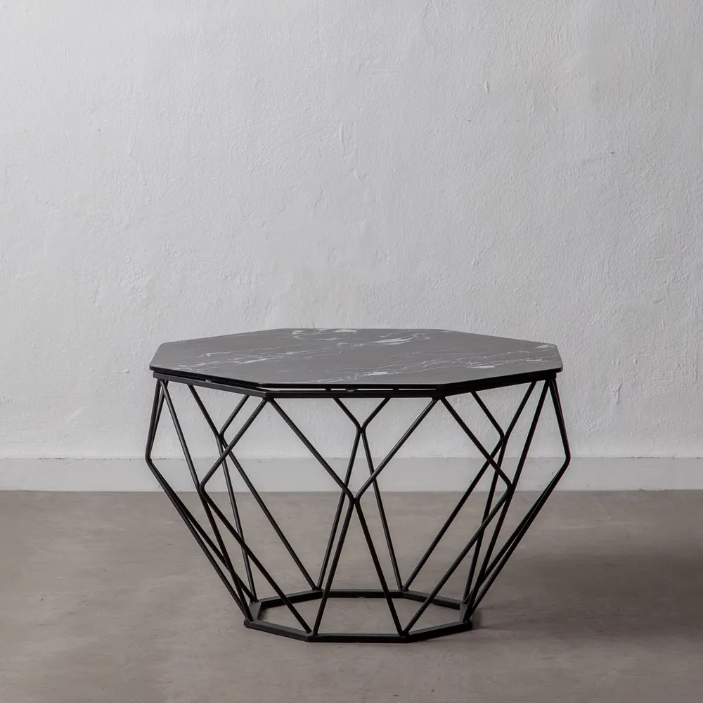 Masuta sufragerie Hexagon, negru, metal sticla [2]