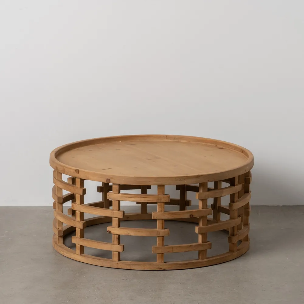 Masuta sufragerie rotunda lemn MDF, natural [2]