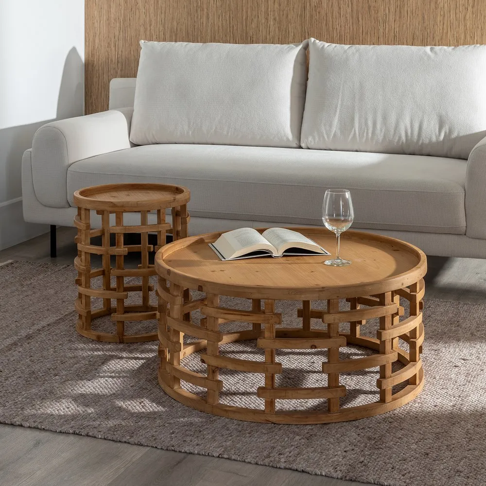 Masuta sufragerie rotunda lemn MDF, natural [3]