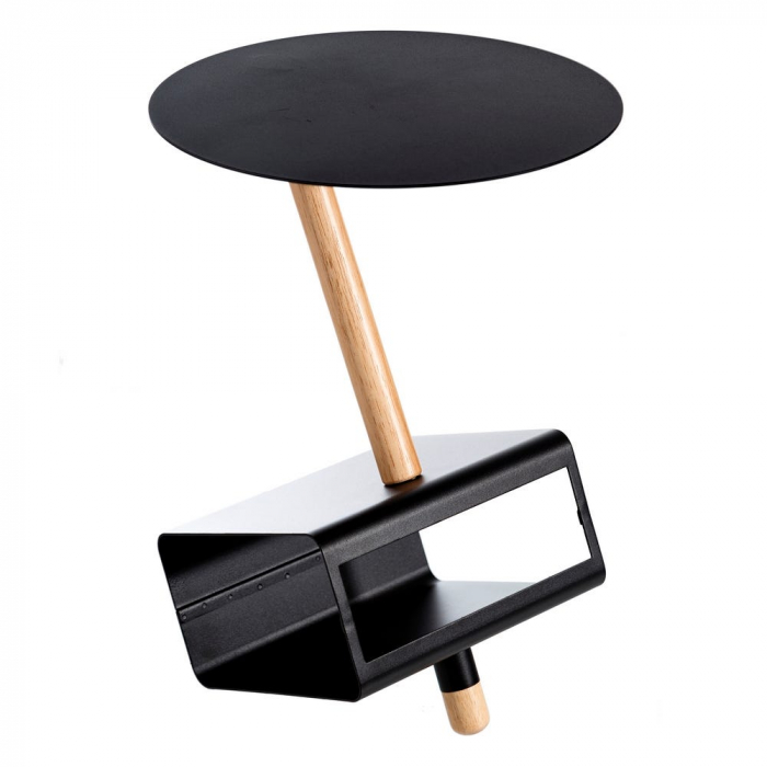 Masă suspendată perete fier negru & lemn natural [1]