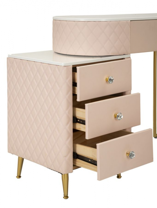 Masa de toaleta roz cu sertare | Mobilier feminin CreativDeco [5]