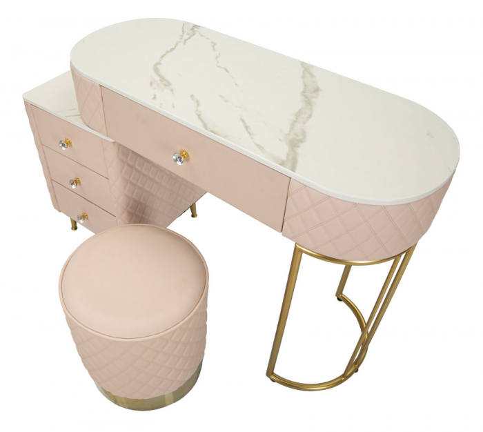 Masa de toaleta roz cu sertare | Mobilier feminin CreativDeco [3]