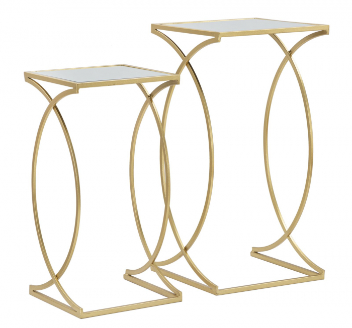 Set masute aurii Simply cu blat din oglindă și design decorativ simetric și aerisit [4]