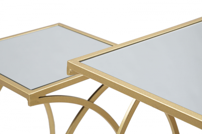 Set masute aurii Simply cu blat din oglindă și design decorativ simetric și aerisit [6]