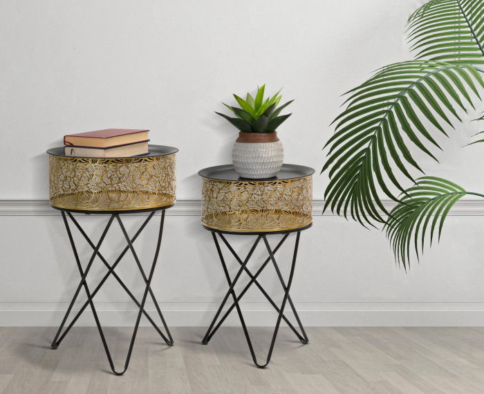 Masute Leavy set 2 buc,metal/auriu [2]