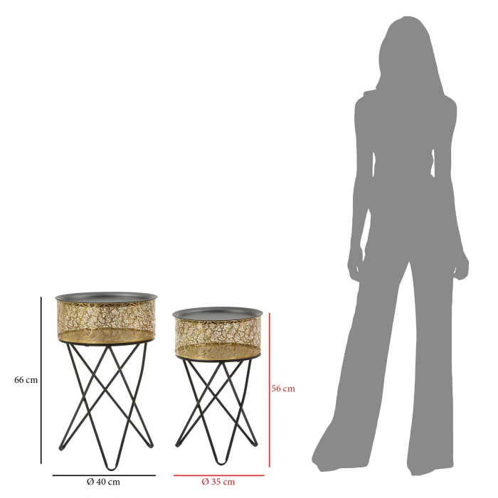 Masute Leavy set 2 buc,metal/auriu [7]