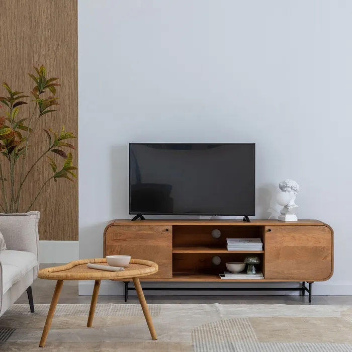 Mobila TV rotunjita mango | Mobilier living organizare multimedia [2]