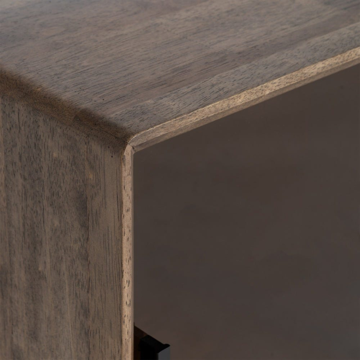 Mobilier auxiliar din lemn maro cu compartimente si usa din sticla [7]