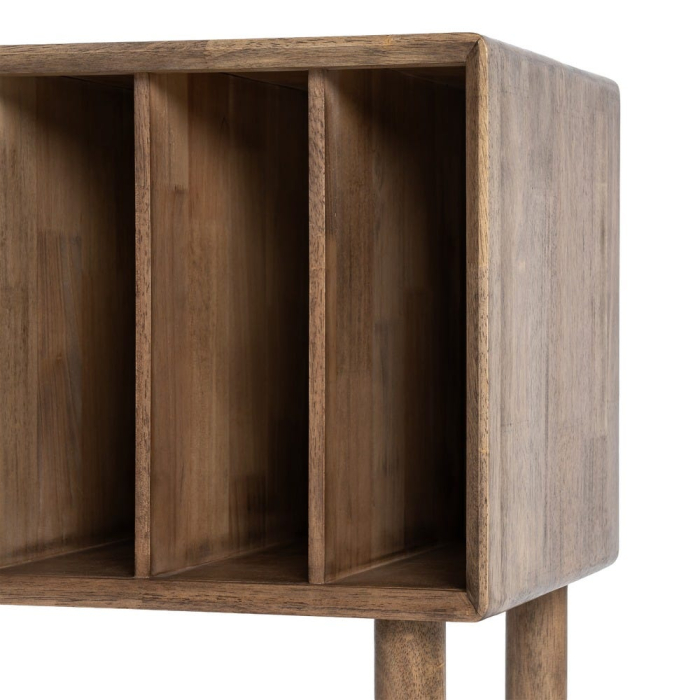 Mobilier auxiliar din lemn maro cu compartimente si usa din sticla [10]