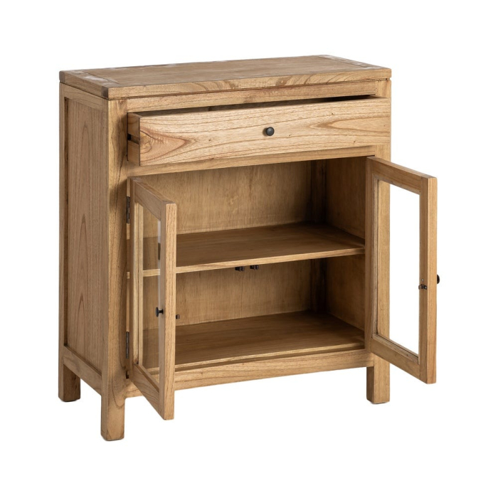 Mobilier hol din lemn de mindi cu uși din sticlă și sertar [3]