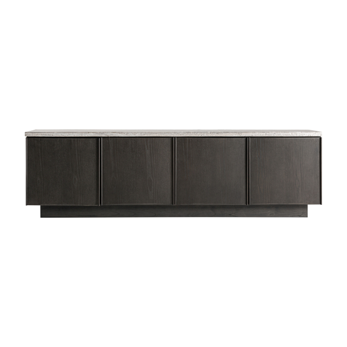 Mobilier TV din lemn de frasin cu blat din travertin gri Rignac [2]
