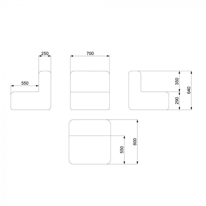 modul GISSELE Taupe – central fără brațe, olefin exterior și umplutură mixtă [7]