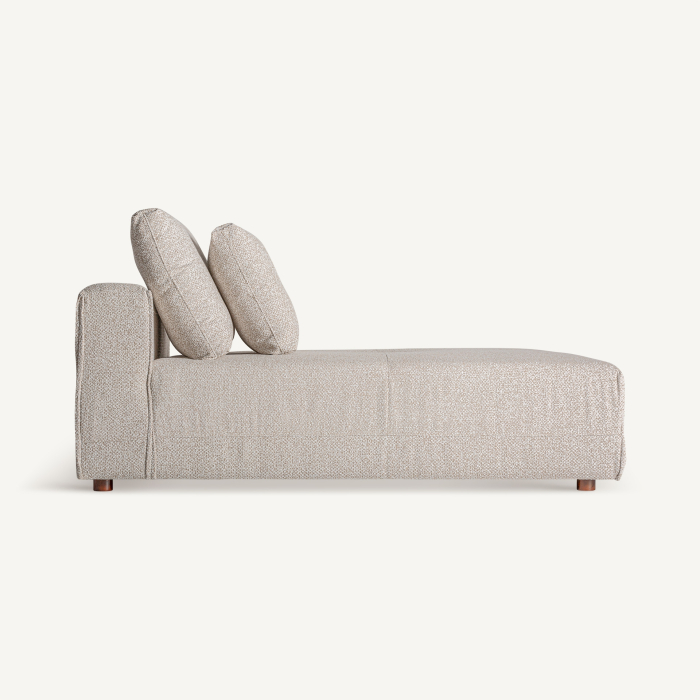 Șezlong modular cu șezut adânc din țesătură texturată crem-bej, două perne și picioare maro [3]