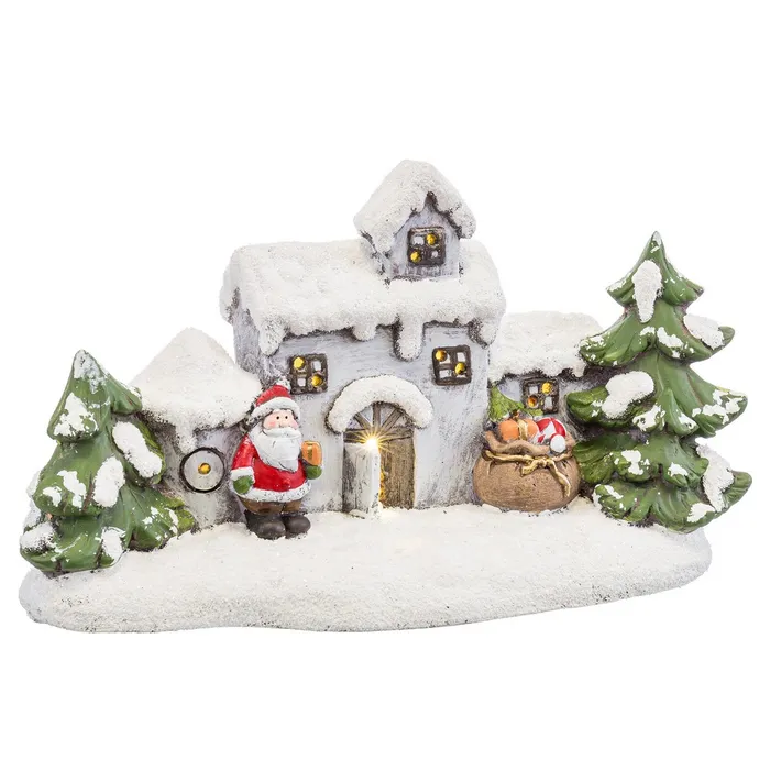 Moș Crăciun cu căsuță luminoasă magnezie Crăciun|Decoruri festive autentice [1]