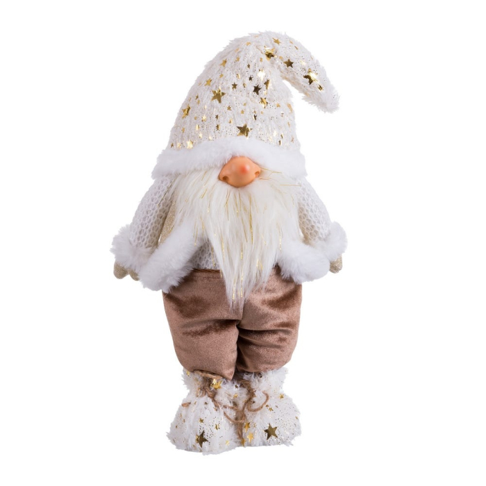 Moș Crăciun decorativ cu steluțe aurii din stofă 43 cm [1]