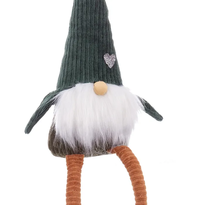 Moș Crăciun textil verde șezând Crăciun|Decoruri festive autentice [2]