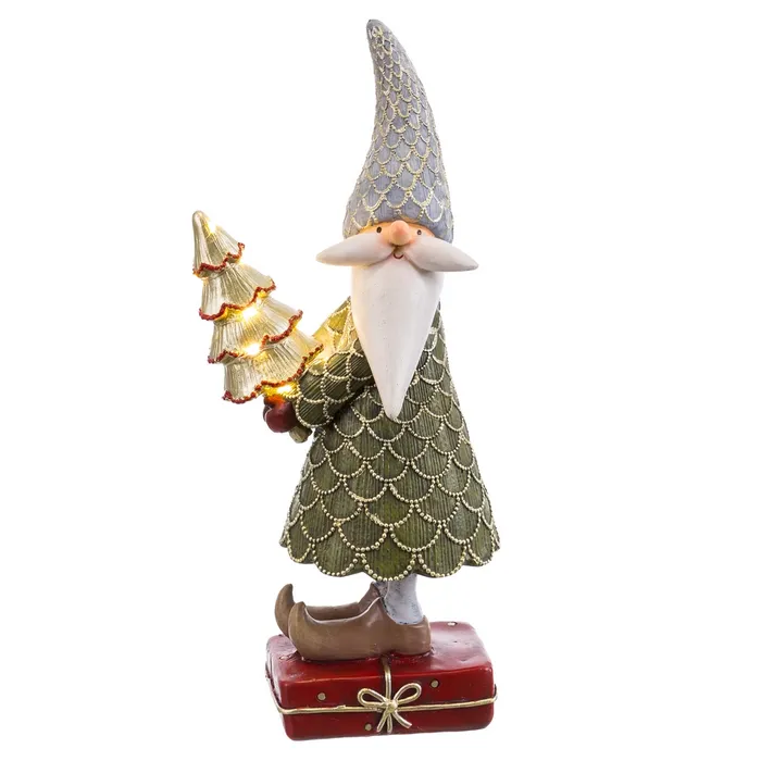 Moș Noel cu brad luminos rășină Crăciun|Decoruri festive luminoase [2]