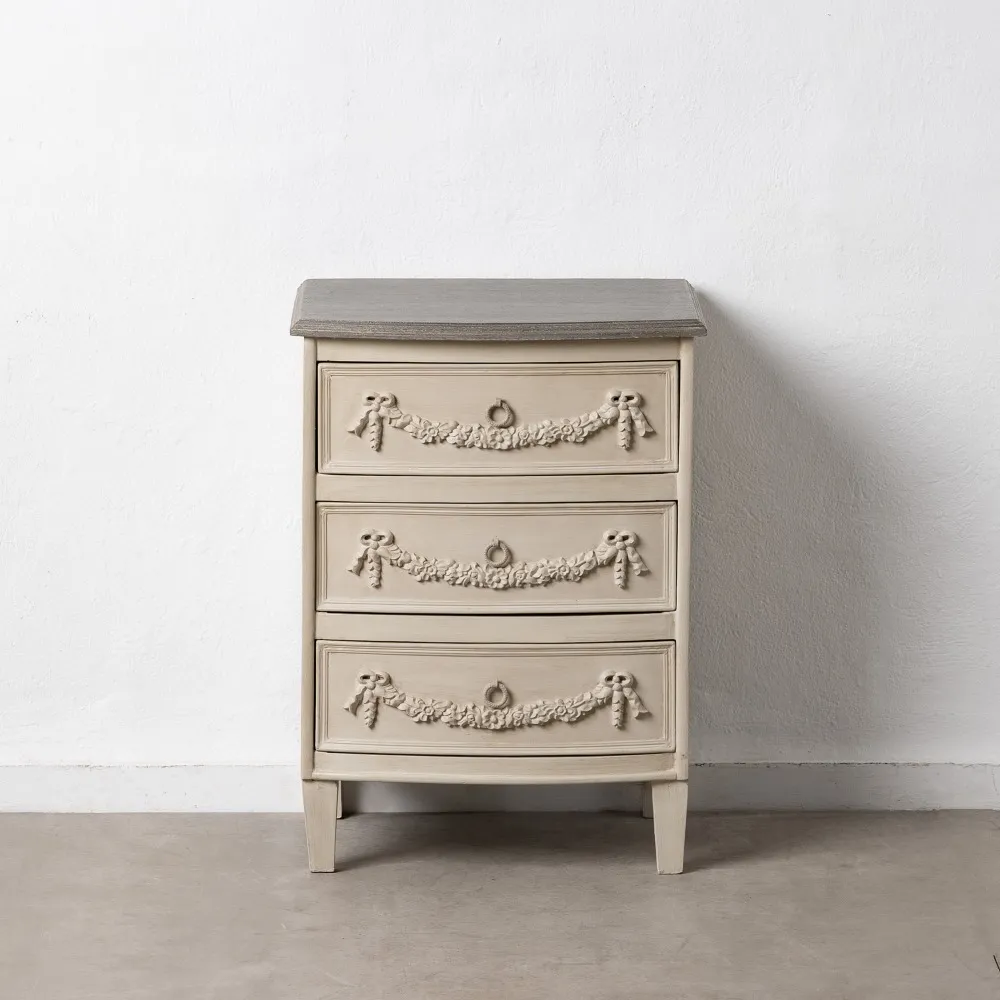 Noptiera Alb-Gri Uzat Lemn Sculptat - creativdeco.ro [3]