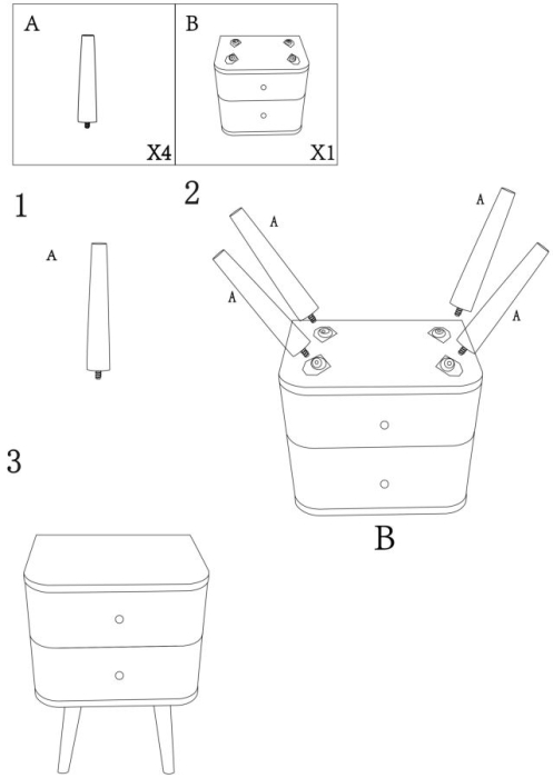Noptieră albă din lemn de pin și MDF cu două sertare texturate design modern [10]