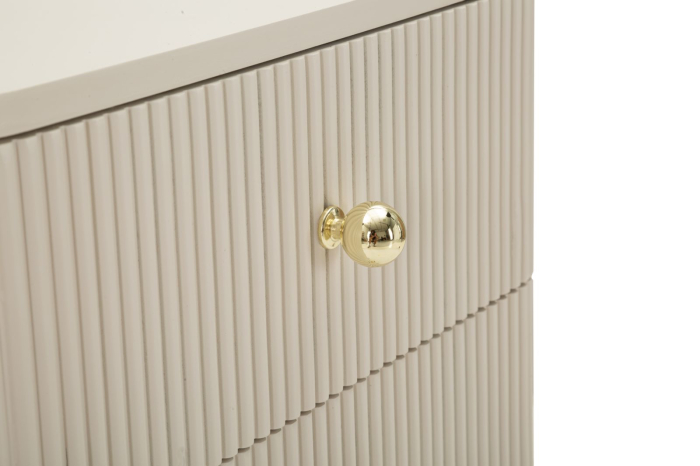 Noptieră albă din lemn de pin și MDF cu două sertare texturate design modern [5]