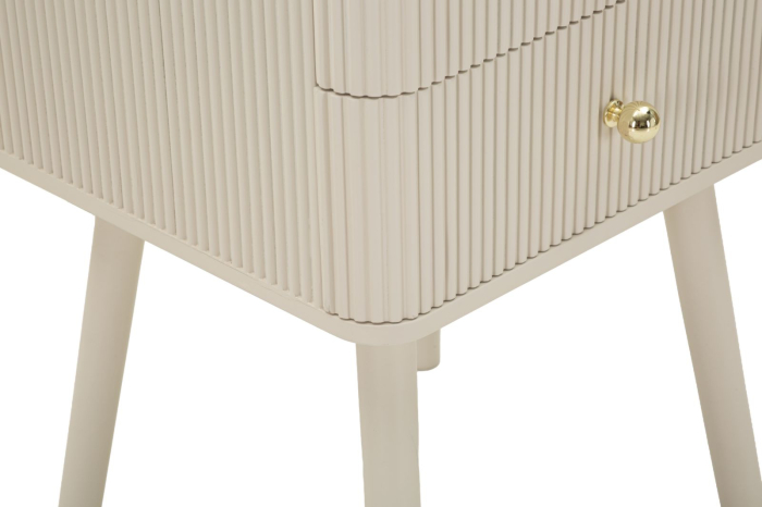 Noptieră albă din lemn de pin și MDF cu două sertare texturate design modern [7]