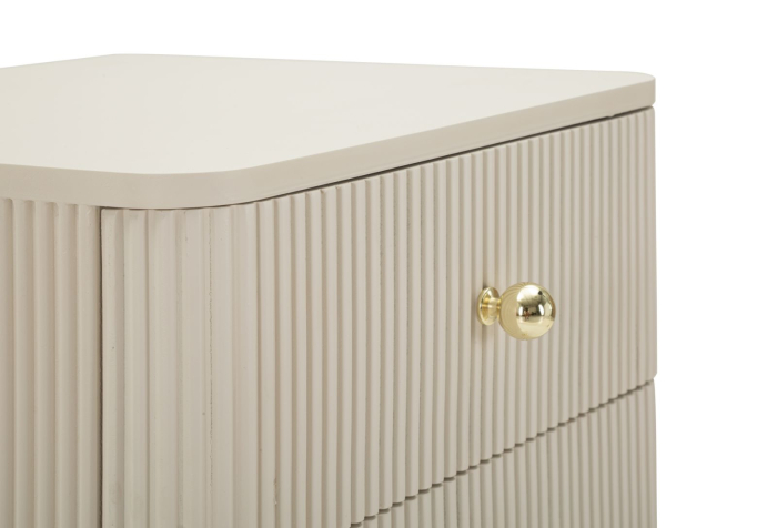 Noptieră albă din lemn de pin și MDF cu trei sertare texturate design modern [7]