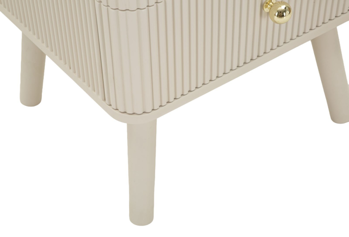 Noptieră albă din lemn de pin și MDF cu trei sertare texturate design modern [8]