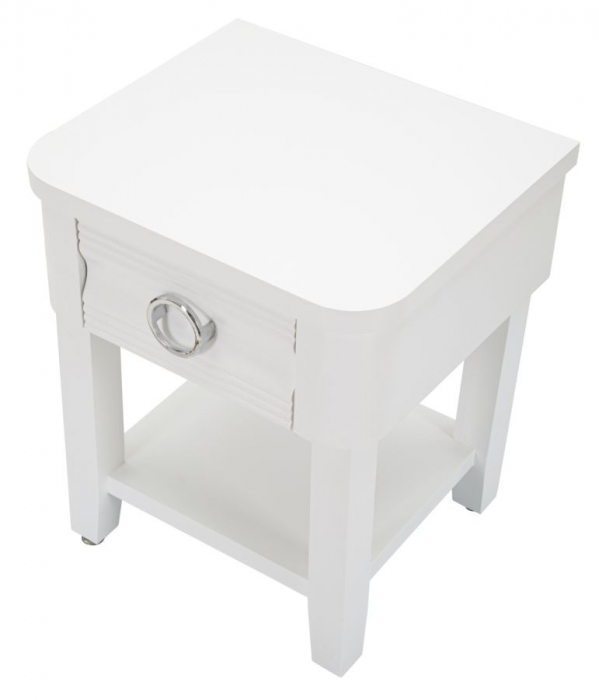 Noptiera alba Shine, lemn brad, MDF [5]