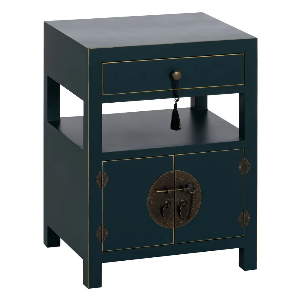 Noptiera design oriental albastru-verzui cu sertar | Mobila dormitor [2]